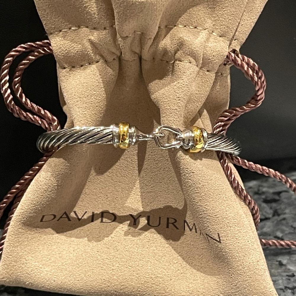 David Yurman Sterling and 18k Cable Bucket Bracelet